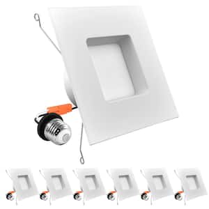 5/6 in. 14W=90W Square LED Can Light 5 Selectable Remodel Integrated LED Recessed Light Kit (6-Pack)