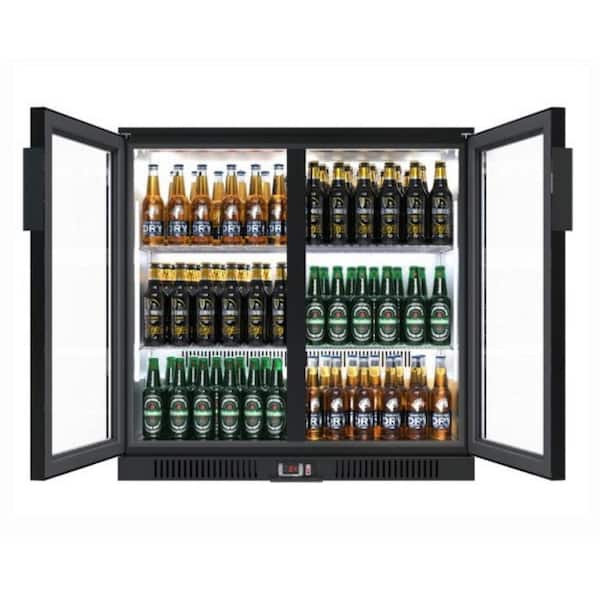 35 in. 7.4 cu. ft. 2 Glass Door Counter Height Back Bar Cooler Refrigerator with LED Lighting in Black