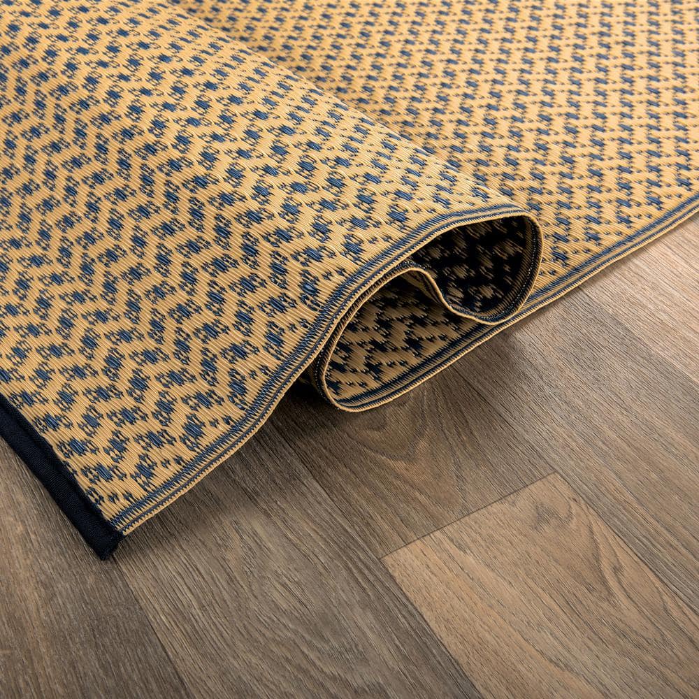 Navy 5' x 7' Reversible Synthetic Flat Woven Rug