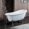 WOODBRIDGE Dover 54 in. Heavy Duty Acrylic Slipper Clawfoot Bath Tub in White with Faucet, Claw Feet, Drain & Overflow in Chrome HBT7006