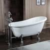 WOODBRIDGE Helena 59 in. Heavy Duty Acrylic Slipper Clawfoot Bath Tub in White with Faucet, Claw Feet, Drain & Overflow in Chrome HBT7016