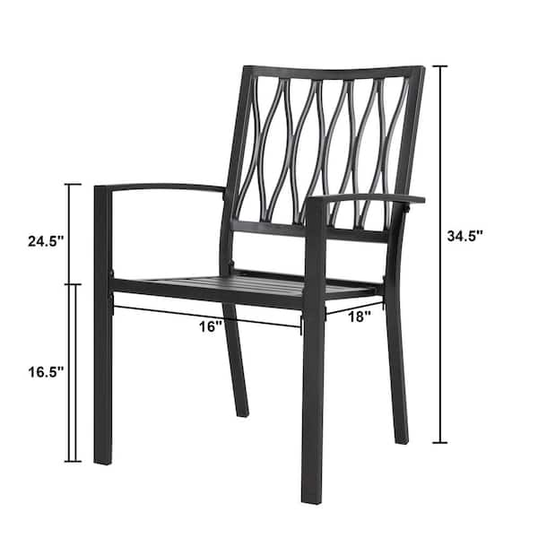 Nuu Garden Stackable Metal Outdoor Dining Chair in Black 4 Pack