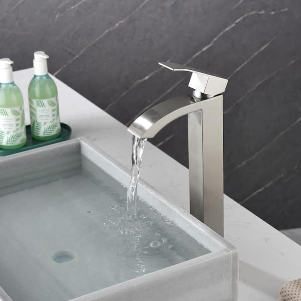 Staykiwi Single Handle Single Hole Bathroom Faucet with Ceramic Disc Valves in Brushed Nickel