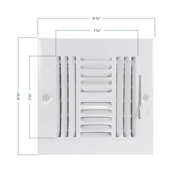 7-3/4 in x 7-3/4 in 4-Way Steel Wall/Ceiling Register, White