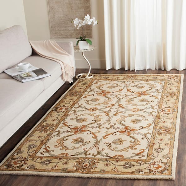 Heritage Beige/Gold 6 ft. x 9 ft. Border Area Rug