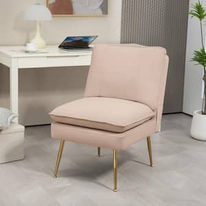 Beige 1-Piece Armless Upholstered Leisure Tight Back Accent Side Chair with Cushion