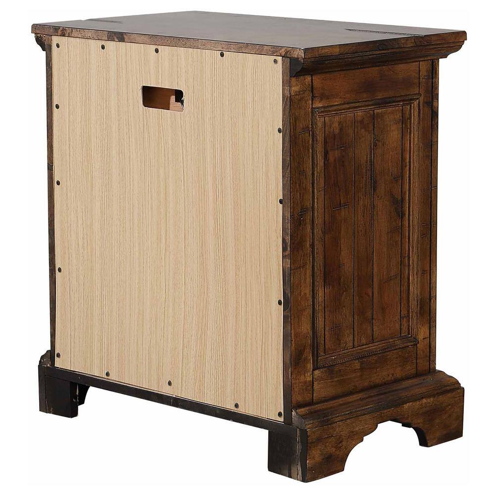 Vintage Bourbon Solid Wood 3-Drawer Nightstand