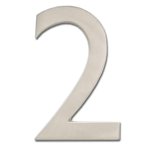 Architectural Mailboxes 4 in. Satin Nickel Floating House Number 2