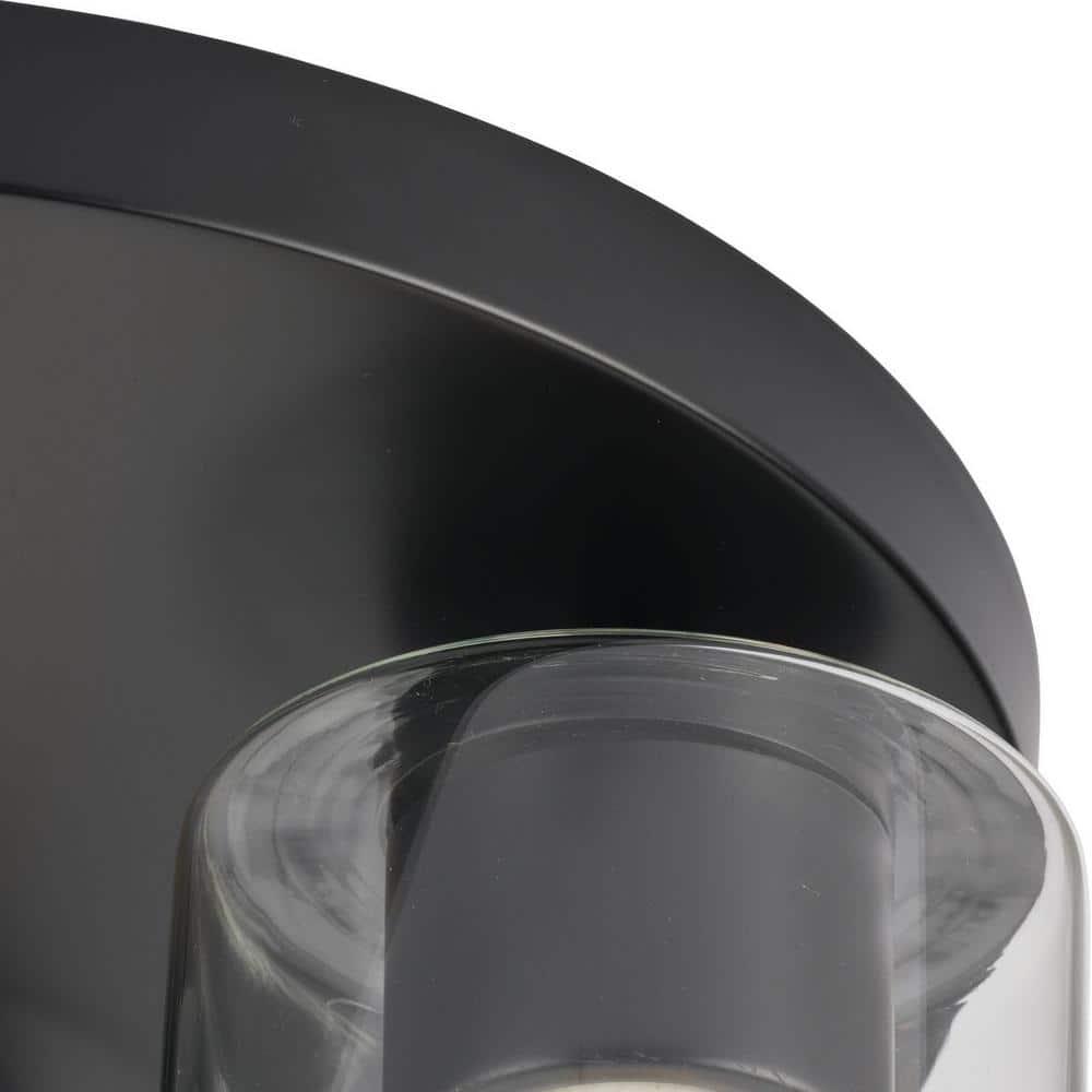 Matte Black 3-Light Flush Mount with Clear Glass Shades