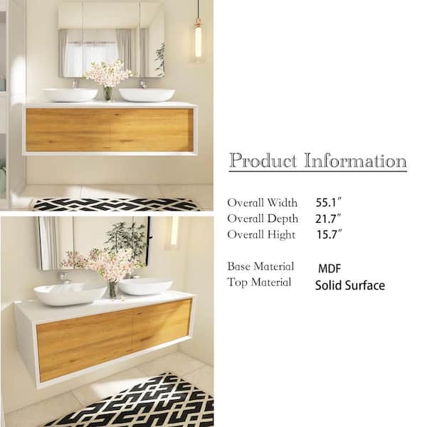 Boosicavelly 55 in. W x 21.7 in. W x 15.8 in. H Double Sink Wall