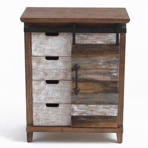 Rustic Chic Wood Cabinet with Sliding Door