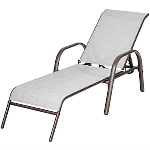 2-Piece Sling Metal Adjustable Outdoor Chaise Lounges Chairs