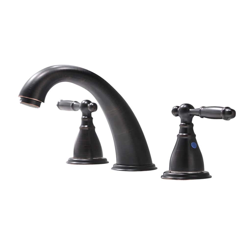 Phiestina 8 in. Widespread 3-Hole Lavatory 2-Handles Bathroom Faucet, Faucets with Matching Pop-Up Drain in Oil Rubbed Bronze -  HDHZ-08-4-ORB-1