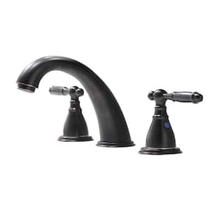 8 in. Widespread 3-Hole Lavatory 2-Handles Bathroom Faucet, Faucets with Matching Pop-Up Drain in Oil Rubbed Bronze