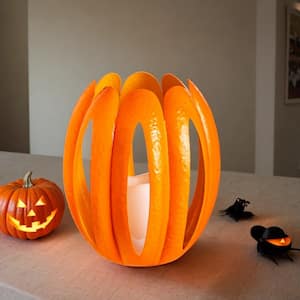 12 in. H Metal LED Pumpkin Lantern