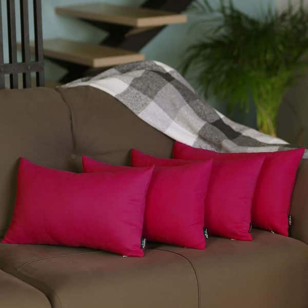 MIKE & Co. NEW YORK Honey Decorative Throw Pillow Cover Solid Color 12 in. x 20 in. Pink Lumbar Pillowcase Set of 4