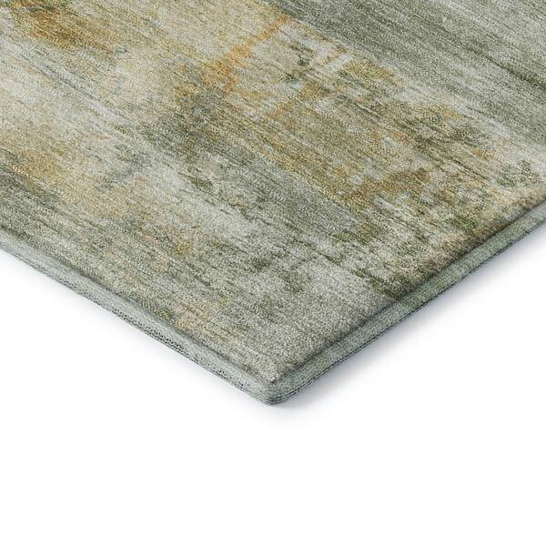 Mayfield Premium Machine Washable Abstract AMF2146 Aloe 8 ft. x 8 ft. Round Rug