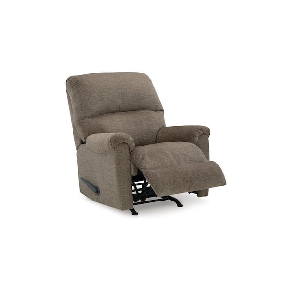 Benjara Ead Nutmeg Brown Polyester Rocker Recliner Chair