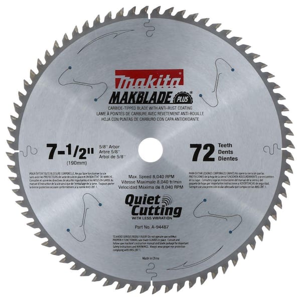 Makita 7-1/2 in. x 5/8 in. 72 TPI Carbide-Tipped Miter Saw Blade