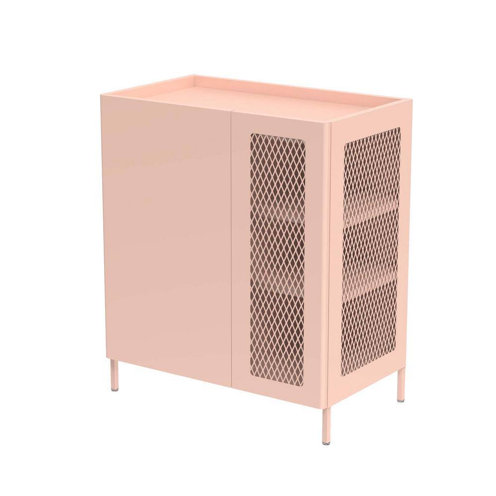 26.77 in. W x 15.75 in. D x 31.50 in. H Pink Metal Linen Cabinet with Mesh 