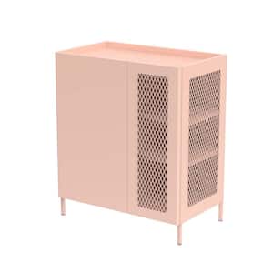 26.77 in. W x 15.75 in. D x 31.50 in. H Pink Metal Linen Cabinet with Mesh Element Doors and Adjustable Shelves