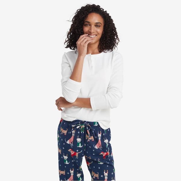 The Company Store Company Cotton Family Flannel Women's XX-Large Navy Multi Pajama Set