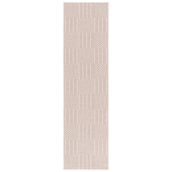 Sisal All-Weather Taupe/Beige 2 ft. x 8 ft. Striped Geometric Indoor/Outdoor Runner Rug