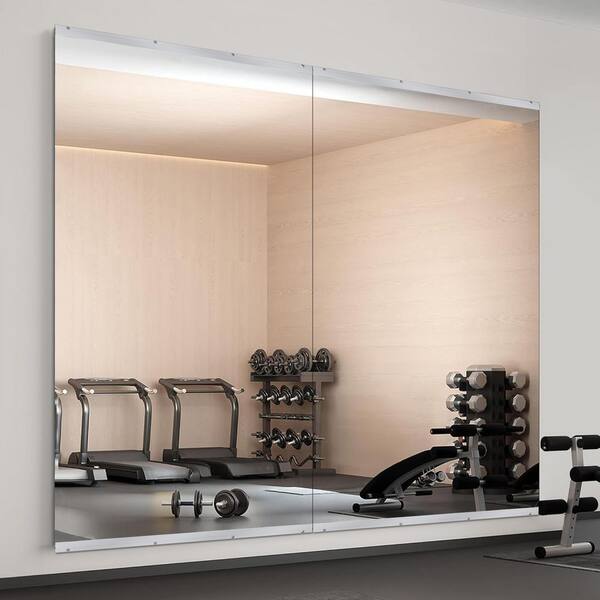 Clear 46 in. W x 72 in. H Oversized Shatterproof Rectangular Frameless Yoga Mirror Gym Mirror Floor Mirror