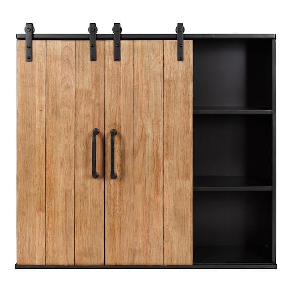 Awekris Rustic Wood Wall Storage Shelves Set