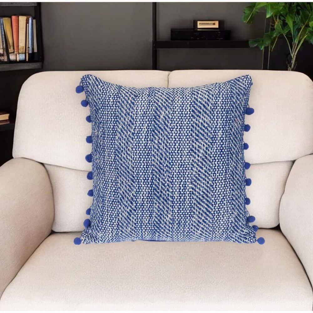 Blue, White Geometric Polyester 18 in. x 18 in. Throw Pillow price history on PriceWatchPro