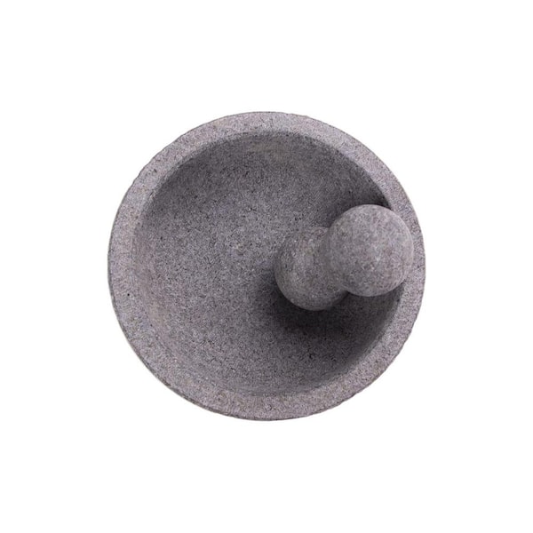 Large Granite Mortar and Pestle Set Unpolished Gray Stone Grinder Bowl for Spices Guacamole Salsa Pesto 8 Inch