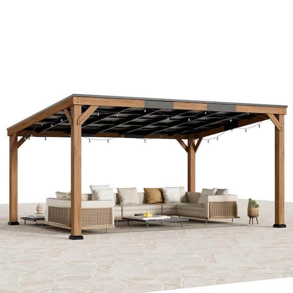 Ultra Series Cedar Wood Gazebo 12 ft. x 16 ft. with Hardtop Steel Roof, Grill Gazebo with Durable and Rot-Resistant