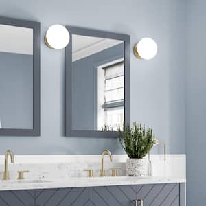 Baybarn 22 in. W x 32 in. H Rectangular Wood Framed Wall Bathroom Vanity Mirror in Blue Ash