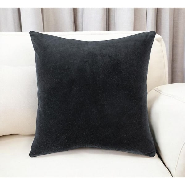HomeRoots Black Solid Polyester 22 in. x 22 in. Throw Pillow