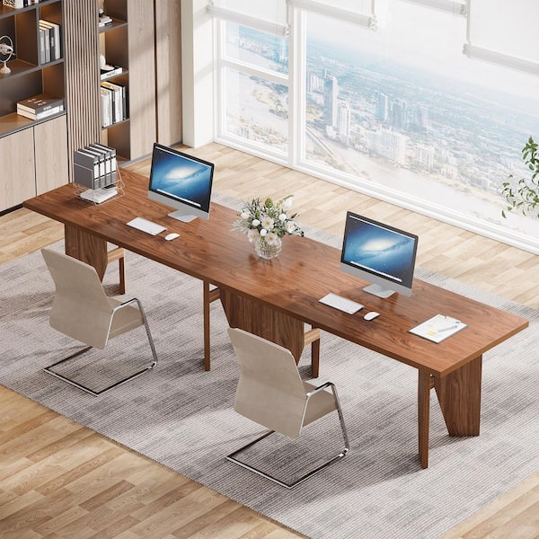 BYBLIGHT Capen 63 in. Rectangle Brown Wood Computer Desk