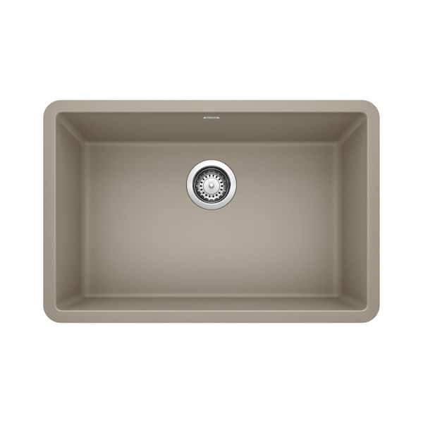 Blanco PRECIS Undermount Granite Composite 27 in. Single Bowl Kitchen Sink in Truffle