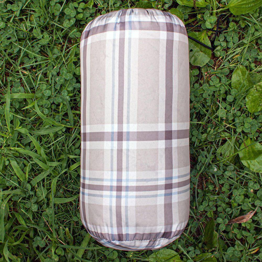Taupe Plaid Sherpa Reversible Water Resistant Outdoor Throw Blanket