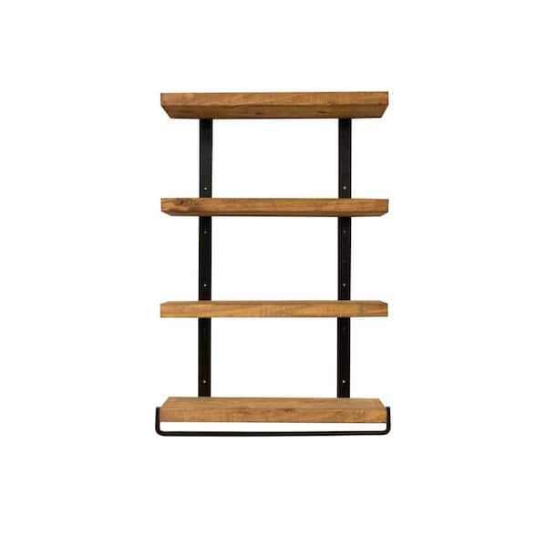 Del Hutson Designs 24 in. Walnut Quartette Jet Tiered Shelf with Towel