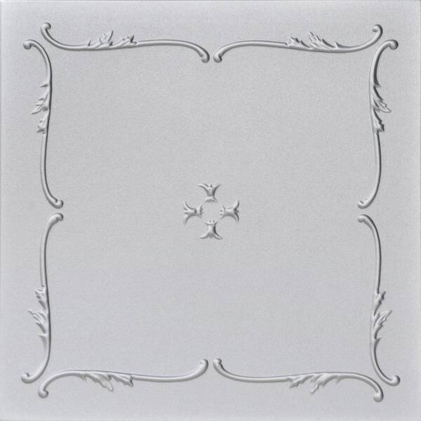 A La Maison Ceilings Spring Buds 1.6 ft. x 1.6 ft. Glue Up Foam Ceiling Tile in Silver