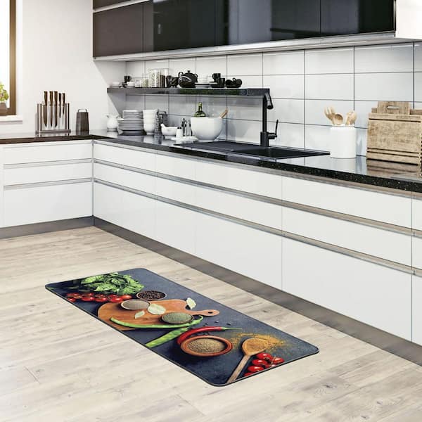 Spices Multicolored 48 in. x 20 in. Polyester Fresh Herbs and Spices Design Indoor Kitchen Mat