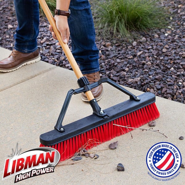 24 in. High Power Multi-Surface Industrial Grade Push Broom with Handle