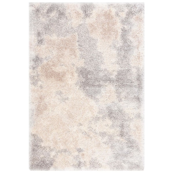 Cloud Shag 4 ft. x 6 ft. Ivory/Gray Distressed Flokati Area Rug