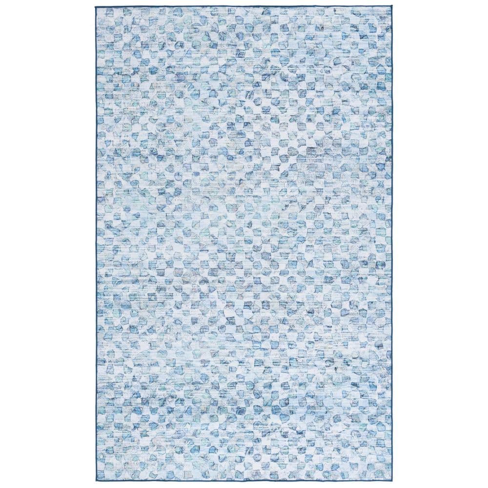 Malibu Gray/Aqua 5 ft. x 8 ft. Machine Washable Distressed Geometric Area Rug price history on PriceWatchPro