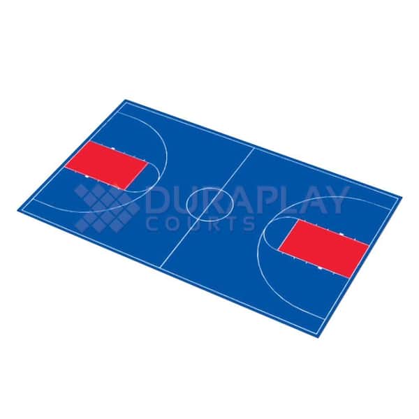 DuraPlay 50 ft. 6 in.  x 83 ft. 11 in. Royal Blue and Red Full Court Basketball Kit