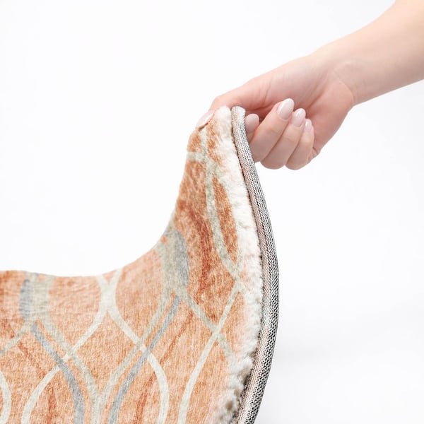 Dream Shag Premium Machine Washable Abstract ADS757 Peach 5 ft. x 7 ft. 6 in. Area Rug