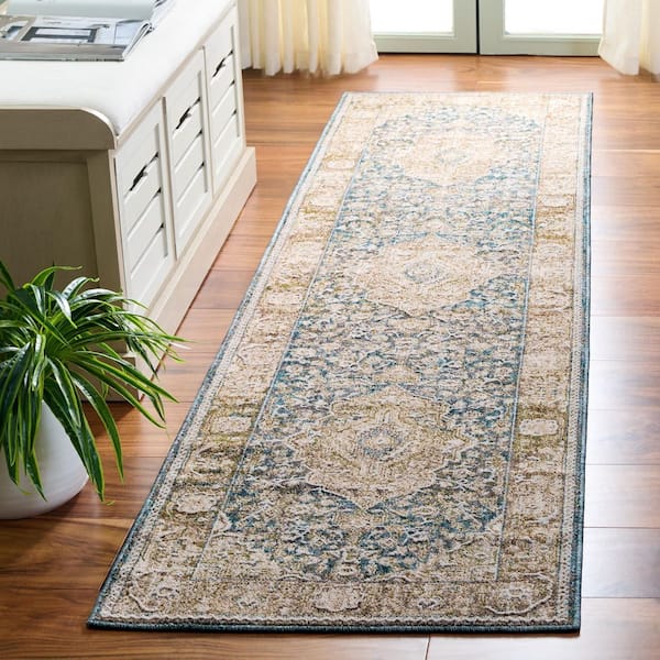 Finley 2 ft. x 10 ft. Blue/Beige Medallion FIN324M Runner Rug