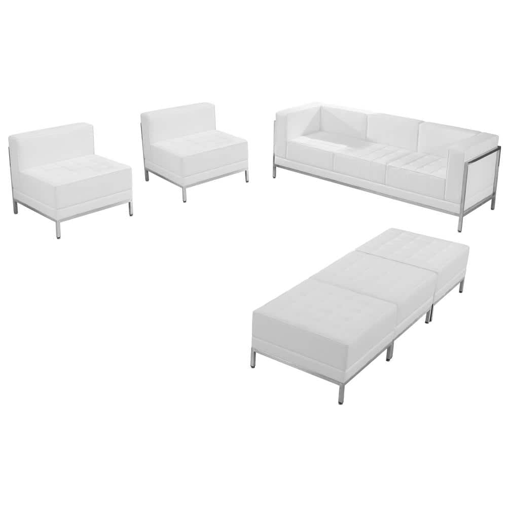 Hercules 4-Piece Melrose White Leather Living Room Set Sofa, Chair and Ottoman with Ganging Clips price history on PriceWatchPro