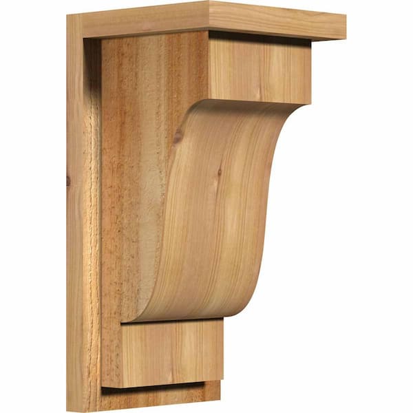 Ekena Millwork 8 in. x 8 in. x 16 in. Western Red Cedar Newport Rough Sawn Corbel with Backplate