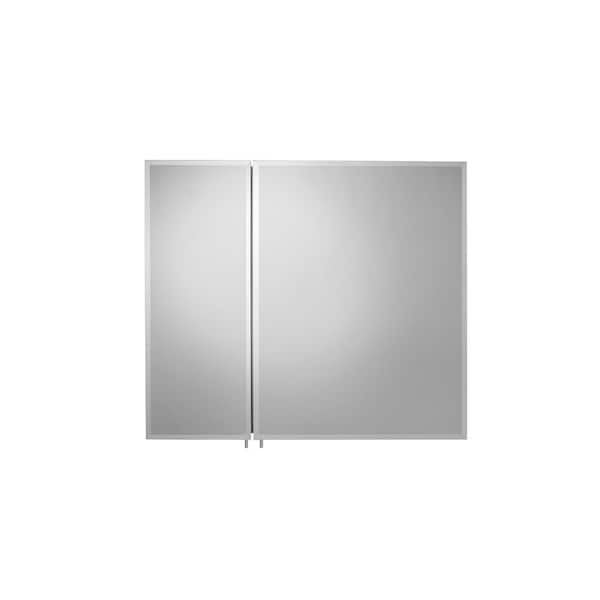 Croydex 30 in. W x 25.25 in. H x 5-1/4 in. D Frameless Aluminum Recessed or Surface-Mount Medicine Cabinet with Easy Hang System