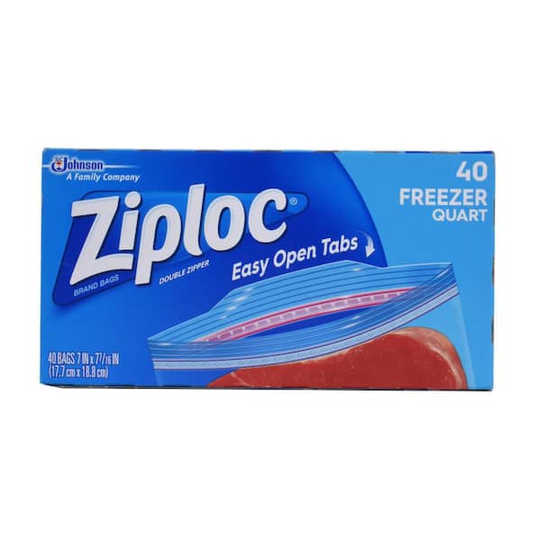 Ziploc 7 in. Quart Plastic Freezer Bag 40-Bag (9-Pack)